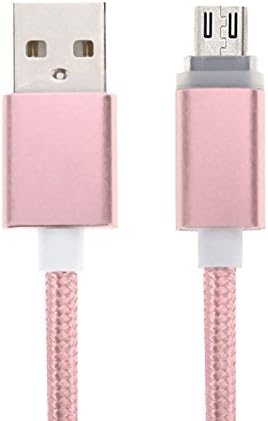 MeOkey LED Micro USB Cable OD 4.0mm Nylon Braided Quick Charger For for Android, Samsung, HTC, Nokia, Sony , Kindle, and More Rose Gold