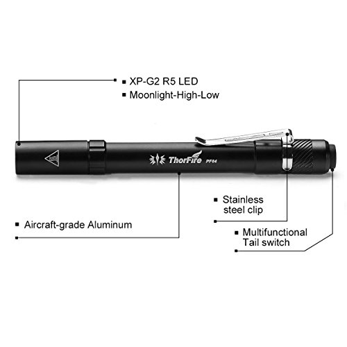ThorFire LED Taschenlampe,PF04 Mini Taschenlampe MAX 210 Lumen Feder Licht Mini EDC Taschen Licht Taschenlampe,Verbesserte Version (Zwei AAA-Batterien Nicht Eingeschlossen) - 4