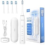Electric Toothbrush, PECHAM Portable Waterproof Sonic Toothbrush LED Indictor 6 Cleaning Modes with 4 Toothbrush Heads Travel Case, Help Clean Teeth, 30 Days Use After Fully Charge for Home Travel