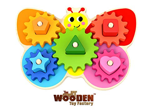 The Wooden Toy Factory - Juego de Mariposa con Engranajes - Juguete Educativo de Actividades para Niños Pequeños