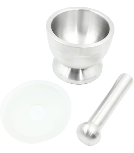 Pilon à mortier en aluminium de qualité supérieure avec argent pour épices broyé