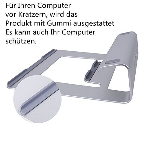 Cookey Laptop/PC Ständer Aluminium Ständer Unterstützt zu 9-17in Laptop / Tablet / Handys für Macbook Air Macbook Pro iPad Pro Surface Pro, PC Laptop Notebook und Handys (Silber) - 8
