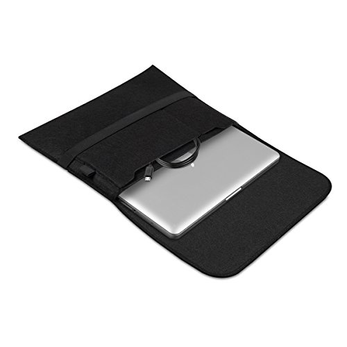 kwmobile Laptoptasche Filz Sleeve für 11″ 11,6″ Laptop / Tablet – Notebook Tasche Schutzhülle Laptop Case Hülle in Schwarz mit Innentaschen Innenmaße: ca. 31,5 x 25 cm - 6