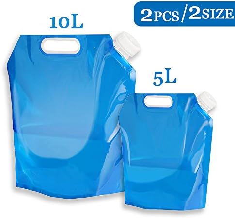 iNeith Water Carrier Collapsible Water Bag 5L 10L Folding Water Containers Tank Storage for Camping Hiking Picnic BBQ Foldable Blue