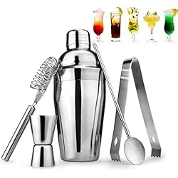 fnemo Shaker à Cocktail, 550 ML, Ensemble d'Outils de Bar à Cocktail, 5 pièces, Casserole à Neige en Acier Inoxydable, Outil de barmending pour fête