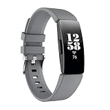 Knowin Silikon Uhrenarmband Mit Edelstahl Silberne Schnalle, Schnellverschluss Ersatzarmband Sport Silikon Armband Armband Für Fitbit Inspire/Inspire HR