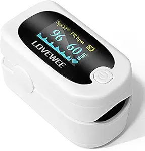 Pulse Oximeter Fingertip, LOVEWEE Upgraded SpO2 Blood Oxygen Saturation Monitor, Heart Rate Monitor with Large OLED Digital Display, Portable Pulse Oximetry with Lanyard and Carrying Case