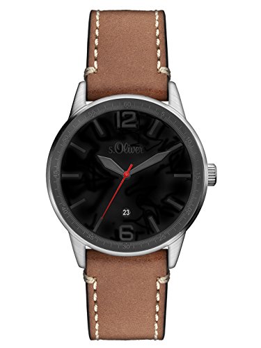 s.Oliver Herren-Armbanduhr Analog Quarz Leder SO-3148-LQ