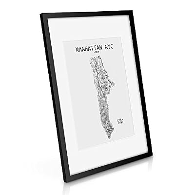 Classic by Casa Chic Cadre A2 (42x59,4 cm) en Bois MASSIF - pour Dessins / Affiches / Posters / Photos en format A2 - Passe-Partout pour Photos A3 (29,7x42 cm) inclus - Vitre en PLEXIGLAS - Profil de Cadre 2 cm ! - Noir