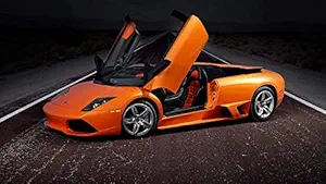 SIGNOOGLE Orange Lamborghini Opened Door Stylish Car Racing Rich Wall Posters Decorative for Home Decoration Boys Kids Study Living Girl Room 18 x 12 Inch