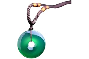 YIGEDAN Collar de cuerda con colgante de jade natural de color verde, para mujer o hombres