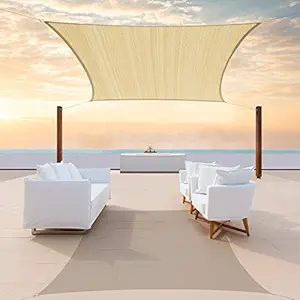 ColourTree 8' x 12' Beige Sun Shade Sail Rectangle Canopy Awning, Heavy Duty Commercial Grade,We Make