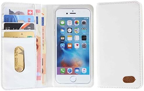 3Q Universal Case for cell phone 4 to 5.5 inch in top premium Faux Leather Elegant Sleeve Booklet Folio Cover with Wallet Function White