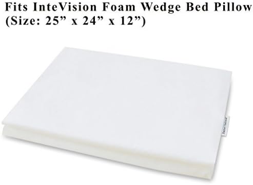 InteVision 400 Thread Count, 100% Egyptian Cotton Bed Wedge Pillowcase; Replacement Cover Designed to Fit the 12" (Height) Version of the InteVision Foam Wedge Bed Pillow (25" x 24" x 12")