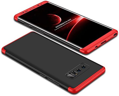 Samsung Galaxy Note 8 Case Cover, uiano® 360 Degree Full Body Protection [Drop Protection/Shock-Absorption Technology] Anti-Scratch PC Ultra-thin Shockproof Case for Samsung Galaxy Note 8--Black+Red [With Soft Screen Protector]
