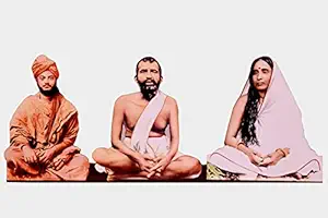 Vils [Big Size] Sri Vivekananda Sri Ramakrishna Paramahamsa & Sarada Devi Divine Holy Blessing Wood & Plastic Wall Mount/Table Top Photo Frame Cutout with Back Stand (Size: 14.5 inch X 6 inch)