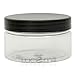 3 x 100mL Clear PET PLASTIC COSMETIC JARS w/ BLACK SCREW LIDS for Creams/Liquids/Make Up/Travel/Oils