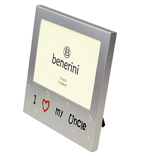 ‚ I Love My Uncle ‚ – Photo Picture Frame Gift – 5 x 3.5 (13 x 9cm) – Brushed Aluminium Satin Silver Colour - 2