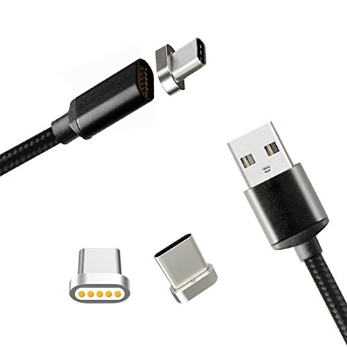 Lively Life Magnetic Type C Chargeur C  ble Sync Cordon de Charge avec 2 connecteurs pour Samsung  Huawei  Nouveau Macbook  HTC  Sony et Plus USB C p  riph  riques 3 3ft   1m  Noir 