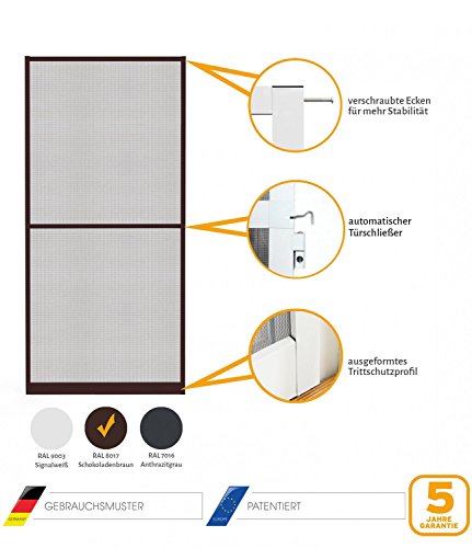 Insektenschutz Fliegengitter Tür Alurahmen Master Slim Auf Maß geschnitten, Selbstbausatz oder komplett aufgebaut, weiß, braun oder anthrazit, in verschiedenen Größen - 3