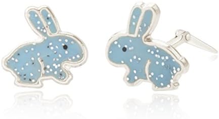 Sterling silver enamel bunny rabbit Andralok stud earrings / Gift box included