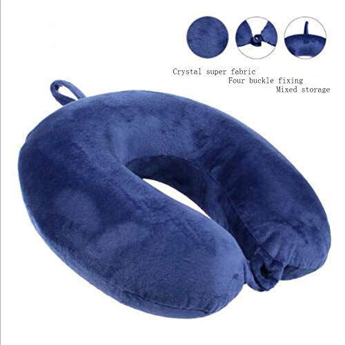Preisvergleich Produktbild Slinlu Reisekissen, tragbare Langstreckenflugzeuge Auto U-förmige Nackenkissen, weiche Memory Cotton Stuhlkissen,Navy