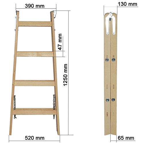 Systafex® Leiter Doppelstufenleiter Malerleiter Elektrikerleiter Stehleiter Holzleiter (4 Stufen) 1,25m - 2