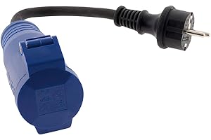 Zenitech - Adaptador Hembra CEE17 a Macho 16A 2P+T - Potencia Máx 3680W - Azul - Resistente a Humedad IP44 - Protección Contra Sobretensiones - Para Tomas Industriales