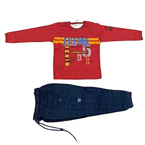 Febro Soft Cotton Long Sleeves Printed hoseiry t-Shirt Jeans (Stretchable),Cotton Pants(Trouser) for Your Little Ones from New Born to 14-15 Years (6202 Rust, 9 Months-12 Months)