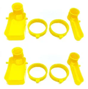 Pets Wizard - Bird Cage Drinker & Feeder with (Bottle Holder Clips) Set of 2 - Use Any Bottle to Fix in It (Yellow Color)