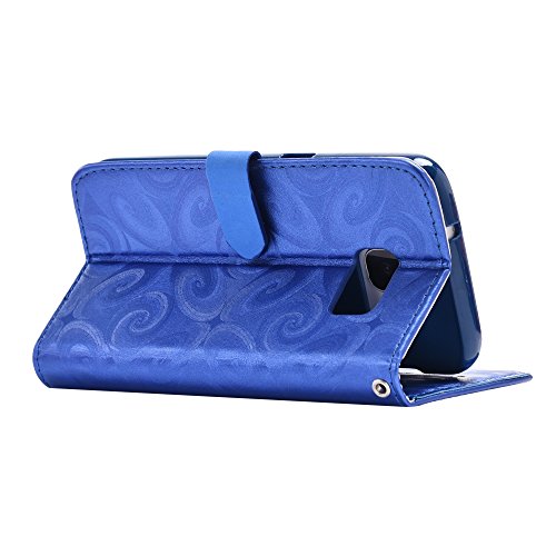 Samsung S7 Hülle, SpiritSun Ledertasche Schutzhülle für Samsung Galaxy S7 Liebe Herz Muster Bling Glitter Liquid Flüssig Schwimmend Design Folio PU Leder Tasche Case Cover Bookstyle mit Standfunktion und Kredit Kartenfächer – Blau - 4