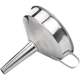 BEAMARKER 4.4 Inch Stainless Steel Kitchen Funnel Funnel with Handle Ring Kitchen Accessories for Filling Bottles, Transfer L