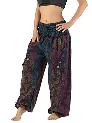 Pantalon ethnique hiver femme - laine synthétique (vegan friendly) - par Forgotten Tribes® (34 - 48, Papillons)