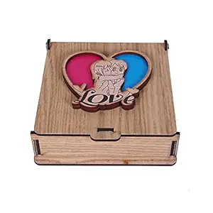 Smizzy Just for You Greeting Card in Wooden Surprise Box for Valentine Love, Anniversary, Husband, Wife, Boyfriend, Girlfriend, Wooden,1 Pc