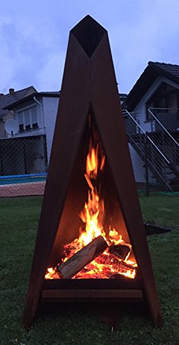 KarmaWorks – XXL Designer Gartenkamin Ofen – Feuerstelle aus hochwertigem Cortenstahl in Rostoptik - 4