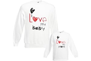 LOVE PRINT Coppia di Felpe Mamma - Figlio/Figlia Idea Regalo Festa della Mamma Love Mom And Baby