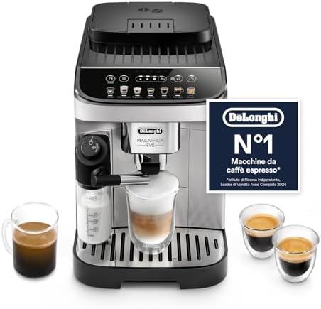 De’Longhi Magnifica Evo – Perfetto Macchina da Caffè Automatica, LatteCrema Montalatte Automatico, 7 Bevande in un Solo Tocco, Comandi Soft Touch, Argento e Nero (ECAM292.81.SB)