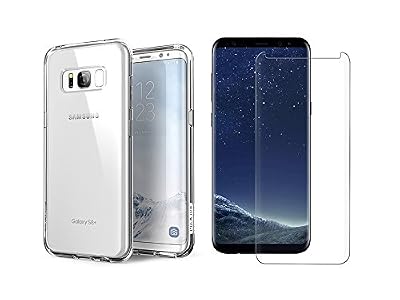 NOV@GO® NOVAGO® Samsung Galaxy S8 Coque transparente et solide + 1 film en verre trempé 3D (film légèrement plus petit que l'écran, donc compatible avec la plupart de housse/étui/coque)