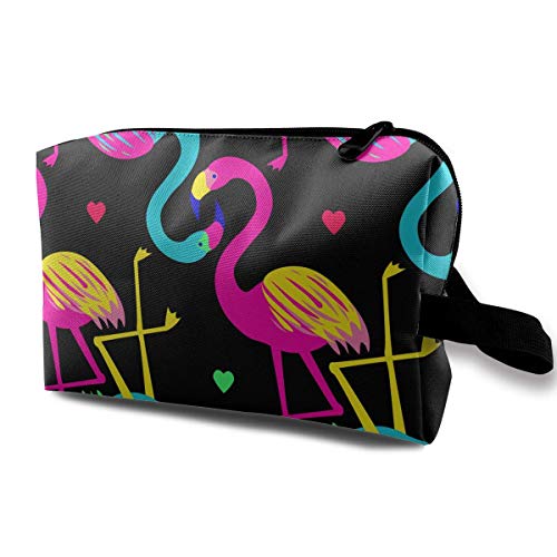 Colorful Flamingo Heart Travel Storage Bag Makeup Cosmetic Bag Pouch