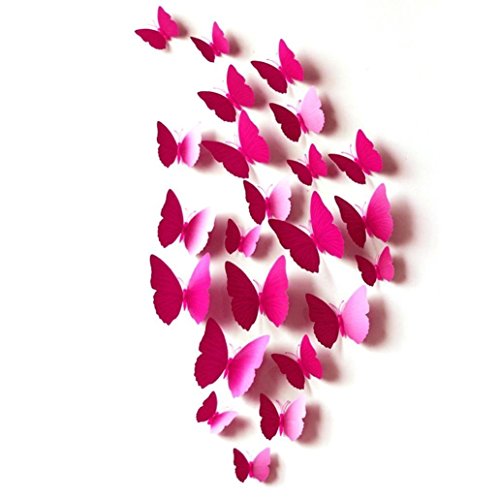 Butterme 12pcs Schöne 3D-Schmetterling Wandaufkleber Removable DIY Dekorationen Kunst-Dekor-Crafts-Wand-Aufkleber