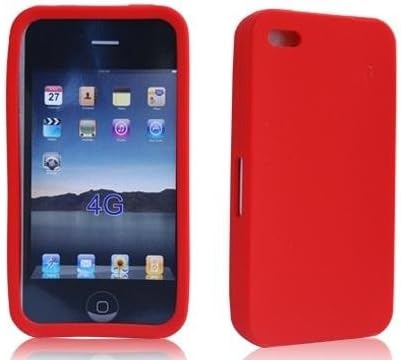 iPHONE 4/4s RED SILICONE COVER/CASE AND SCREEN PROTECTOR