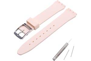 MCXGL Cinturino di ricambio per cinturino in gomma siliconica resistente al sudore con fibbia in acciaio inox, 17 mm