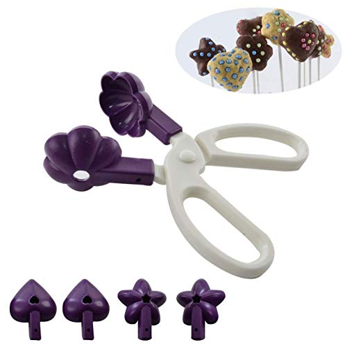 Ianify Cake Pops Maker 3 in 1 Shape Molds Kit Set - Star Flower Heart - Purple