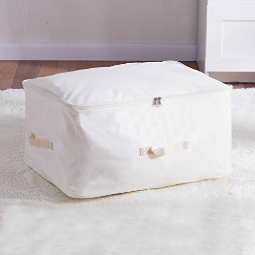 XUYAN 82L Quilt Storage Bag Household Bedroom Pure Color Oxford Cloth Finishing Package,White,64*46*30Cm