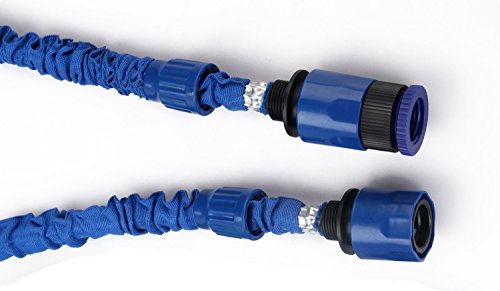 Flexibler Gartenschlauch Latex Knickfest Wasserschlauch mit Sprühpistole/Brause – Länge 7 bis ca. 22,5 m oder 10 m bis ca. 30 m, dehnbar – kein „Schlauchsalat“ Farbe Frei Wählbar (22,5 Meter, Blau) - 5