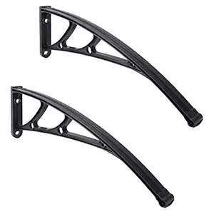 DOITOOL 2pcs Awning Brackets Window Awning Support Outdoor Balcony Sun Shed Holder Door Patio Canopy Wall Mount for Rain Snow Sunlight Cover Black