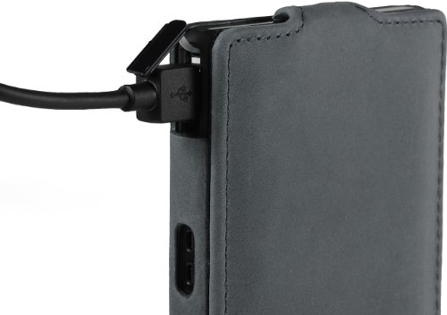 StilGut exklusive Ledertasche für Sony Xperia Z gris – Old Style Storm Grey - 3
