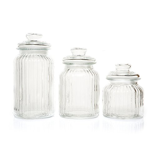 Vorratsgläser 3er Set, Candy Gläser, Tee-Aufbewahrungsglas, Müsli-Glas, Vorratsglas, Bonbonglas, Dekoglas, Höhe 15, 18 und 23 cm - 2