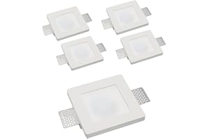 Eurekaled - 5 pezzi Portafaretto da Incasso in Gesso CERAMICO Quadrato slim con Vetro per cartongesso per GU10 12x12x3cm - A scomparsa totale C13
