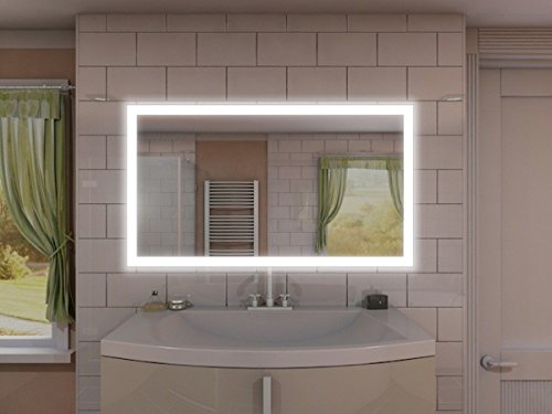 Badspiegel mit Beleuchtung New York M303L4: Design Spiegel für Badezimmer, beleuchtet mit LED-Licht, modern, groß, ohne Rahmen, rahmenlos – Kosmetik-Spiegel Toiletten-Spiegel Bad Spiegel Wand-Spiegel mit Beleuchtung - 5
